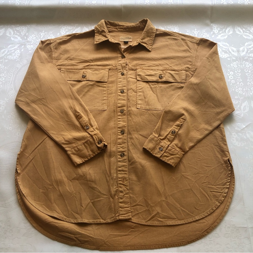 Universal Thread Button-Up Jacquard Mustard Men’s Size L Shirt Long Sleeves Top
